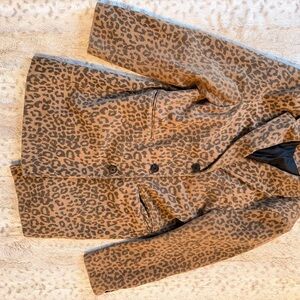 District Leopard Print Pea Coat in Brown and Black